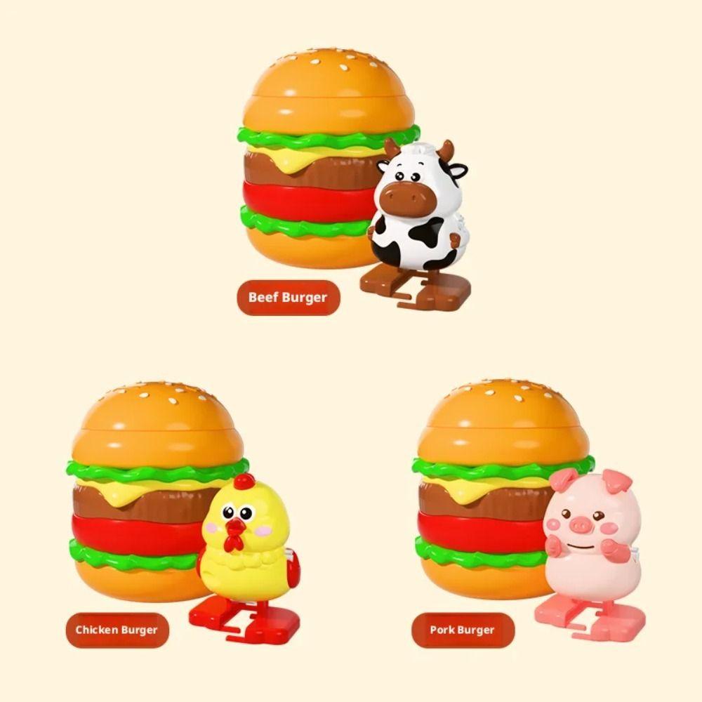 Interactive Burger Animal Toy Cute Animal Style Jumping Egg Toy Wind-Up Animal Toy  Prank Play
