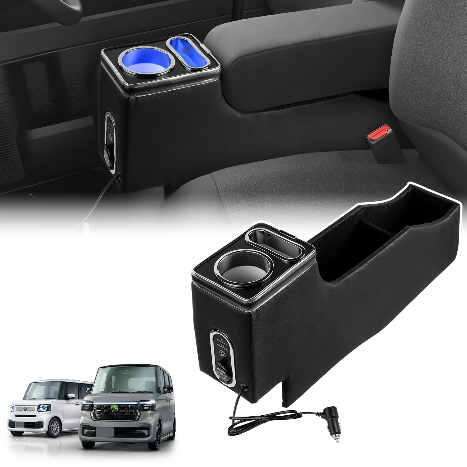 

LIMSTYLE Центральная консоль для Honda Custom Особенности Быстрый USB Смартфон Подстаканник Большая Вместимость ПУ Интерьер Легкая Установка Бокс/Подлокотник N-BOX