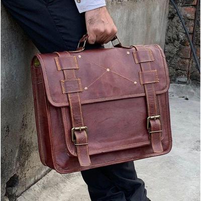 Convertible Leather Laptop Messenger Bag, Brown Leather Laptop Bag, Laptop Back, Leather Large Satchel, Office Briefcase, Christmas Gift