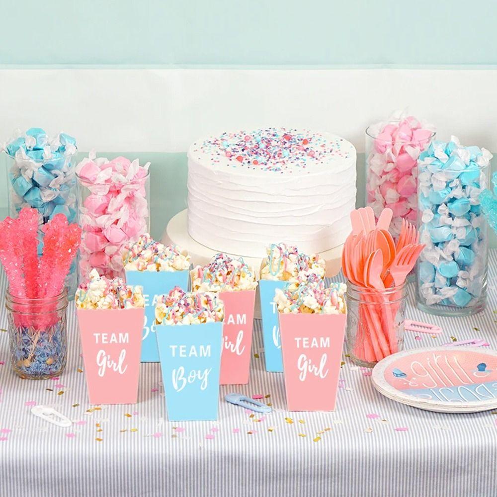

10 шт. одноразовые коробки для попкорна с указанием пола ребенка, упаковочные коробки для закусок, украшения дома розовый