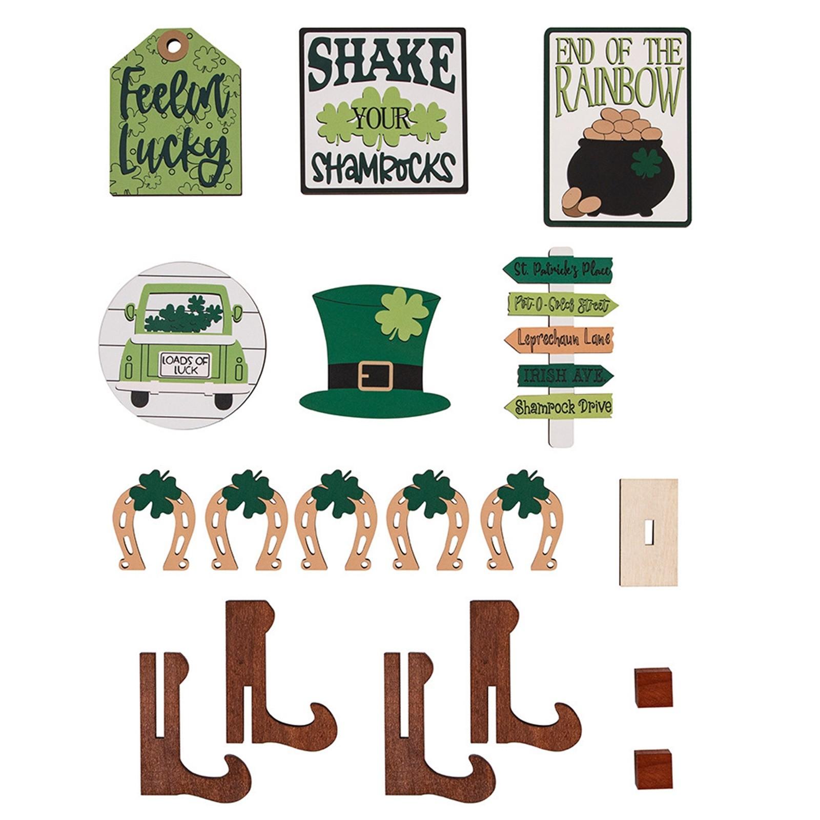 

улица. День Святого Патрика Многоуровневый Декор Подноса Многоуровневые Предметы Подноса Украшения Дома Деревянные Вывески Для Св.. День Патрика One Size