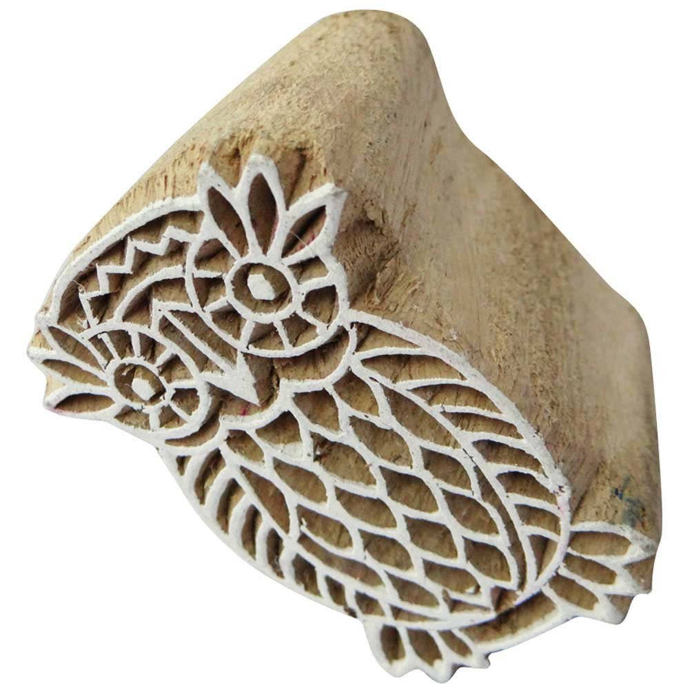 IBA Indianbeautifulart Eule Design Holzblock Textildruck auf Stoff Stempel handgeschnitzt Indianer