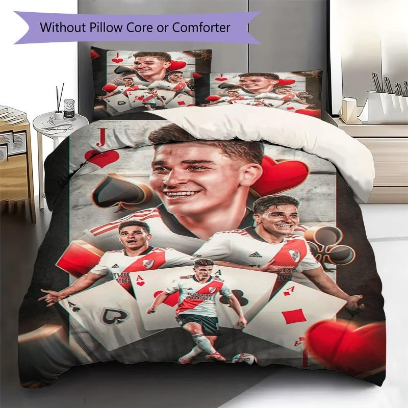 Julian Alvarez River Plate Carte da Poker Set Copripiumino Stampa 3D Set Biancheria da Letto Stella del Calcio Senza Imbottitura Decorazione Camera da Letto