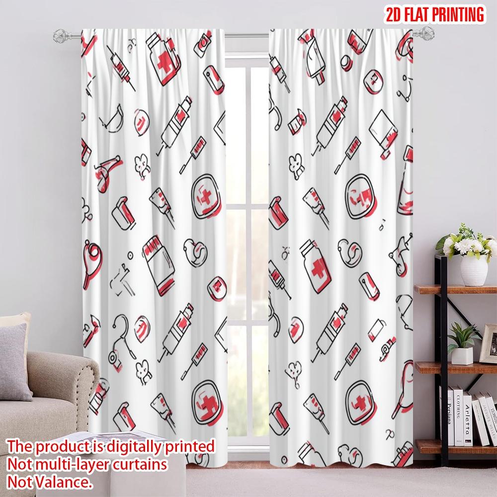 

2pcs,2D plane printing Minimalist Curtains Hospital Medical Polyester Fabric (without rod) Home Decor Ldeal for Living Room & 52.50 × 116.00 cm 2 pcs