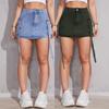 Women's High Waist Cargo Mini Skirt Loose Fit Denim Skirt Streetwear Short Denim Skirt With Side Strap Decor