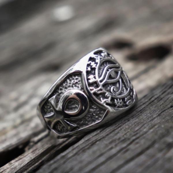 Schutz Amulett Schmuck Auge Des Horus & Ankh Ring – Ägyptischer Spinner-Ring Aus Edelstahl | Schutzamulett & Personalisierbar Ankh Ring Spinner Design