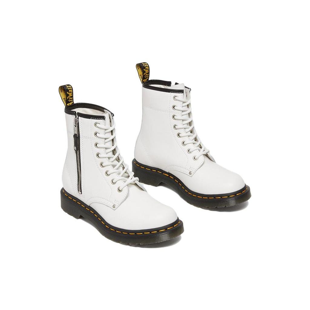 Dr. Martens 1460 Double Zip Leather Lace Up Boots 'White' Women's 27624100