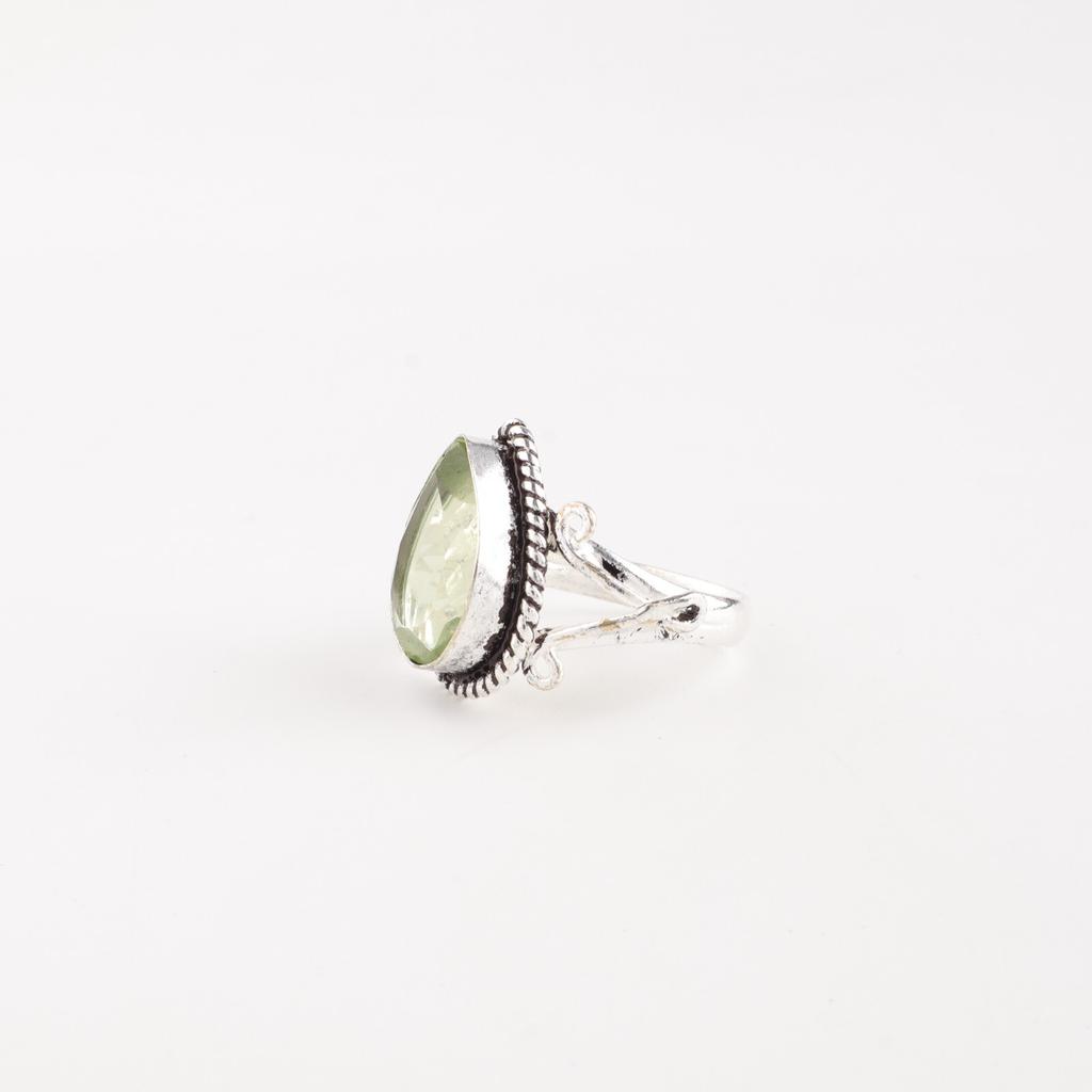 Green Amethyst Gemstone 925 Sterling Silver Jewelry Handcrafted Partywear Ring RR-57-3