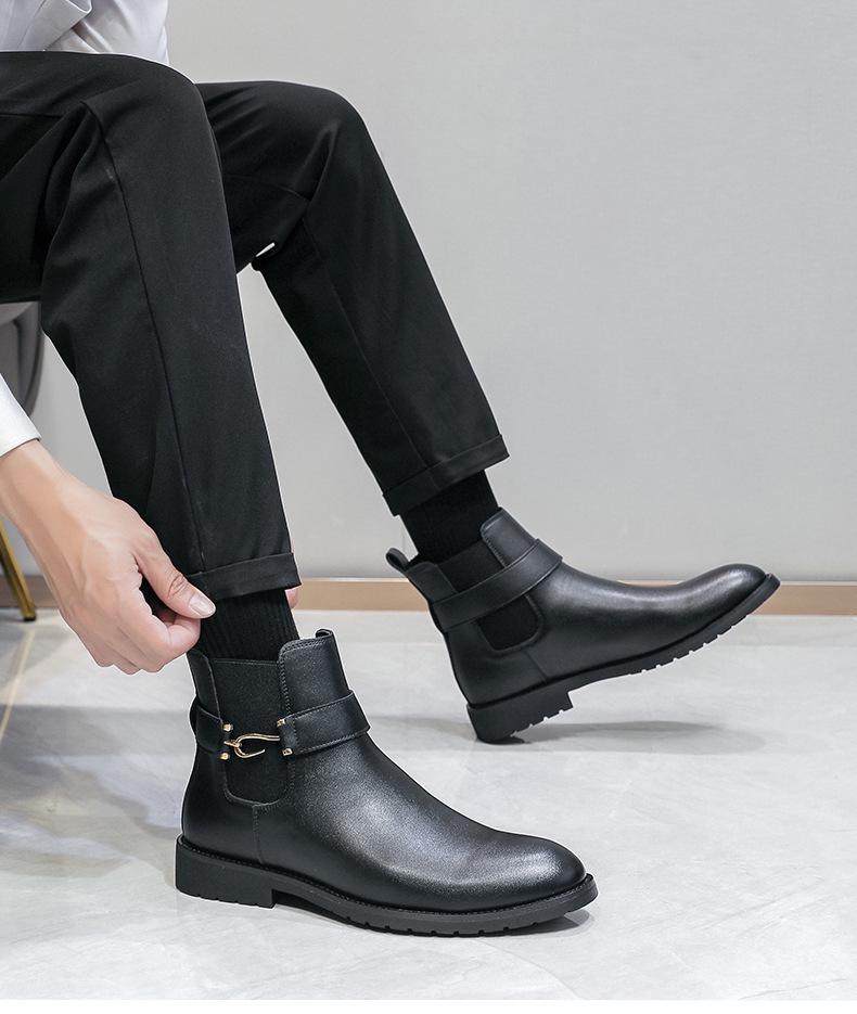 Herren British Style Leder Slipper Stiefel - Große Größe 46, Business Casual, Herbst/Winter Mode