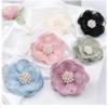 5Pcs 3D Beaded Center Chiffon Artificial Flowers for DIY Sewing Garment Patch Photo Prop Party Decoration