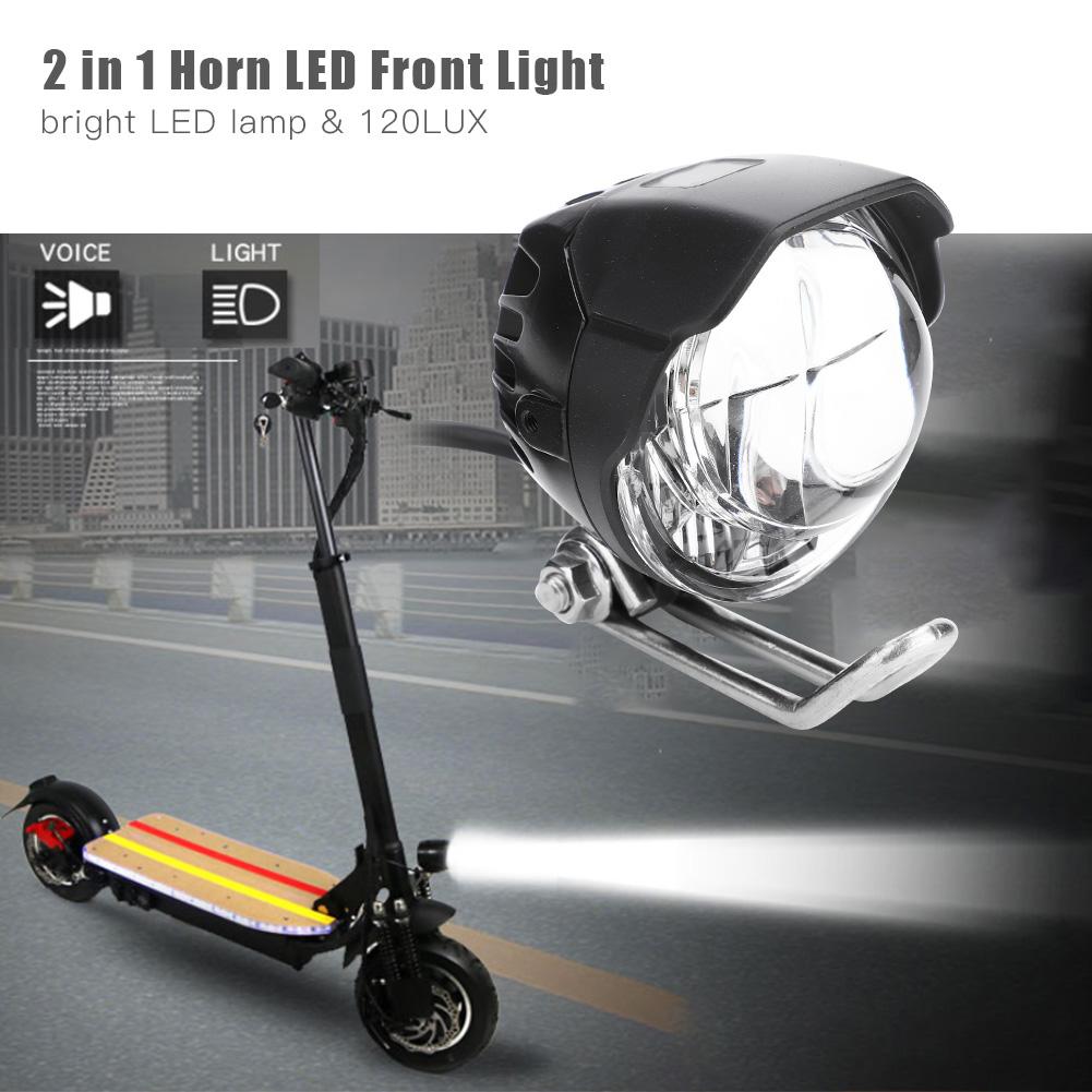 2 In 1 Horn LED Head Light Front Bright Lamp 12V 80V for Electric Bike Scooter Moped