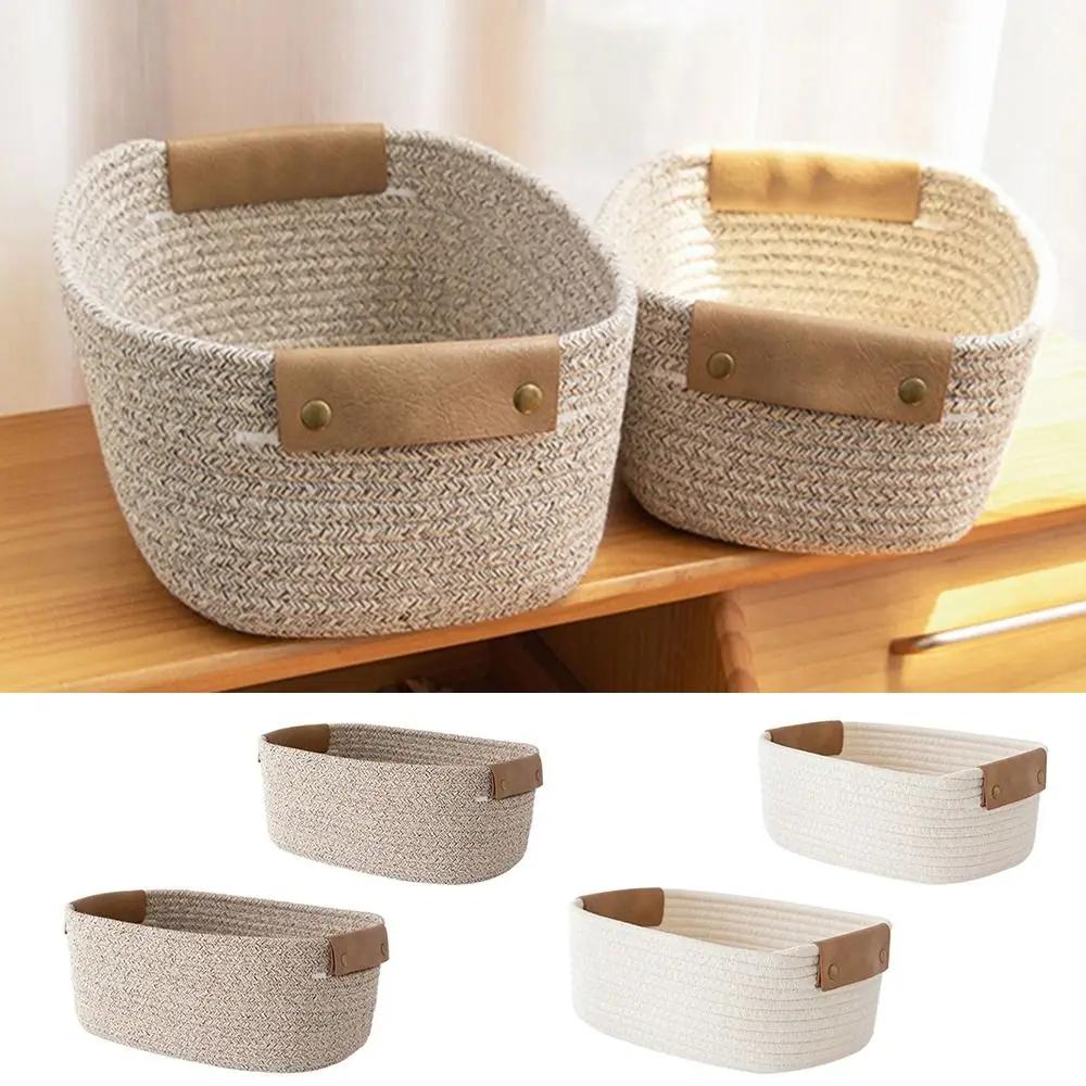 Woven Storage Basket Cotton Rope Storage Baskets Key Basket Desk Organizer Home Storage Box Foldable Organizer Box Home Decor