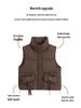 Women's Korean Style Stand-up Collar Sleeveless Waistcoat - Autumn/Winter Solid Color Warm Vest