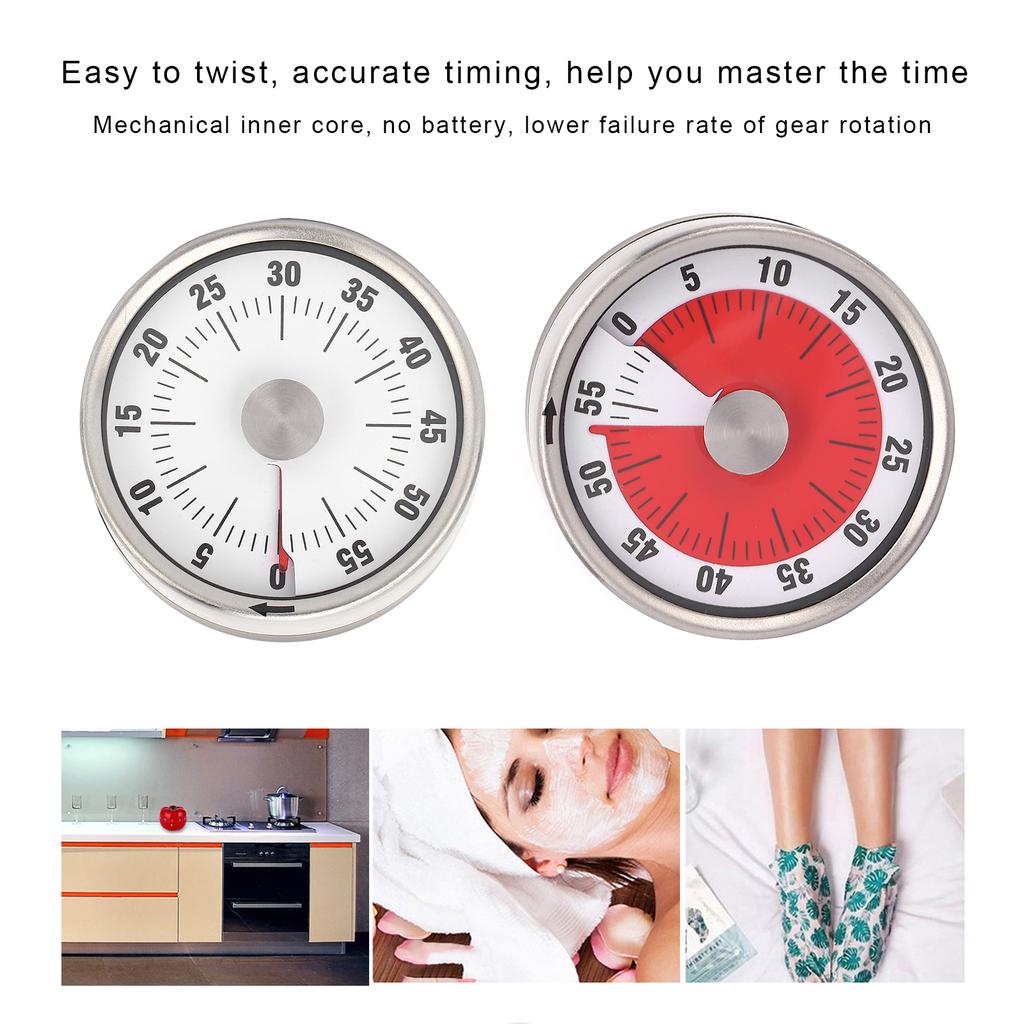 Mechanical Kitchen Timer Cooking Studying Sleeping Clock Round Reminder Student Time ManagerWhite