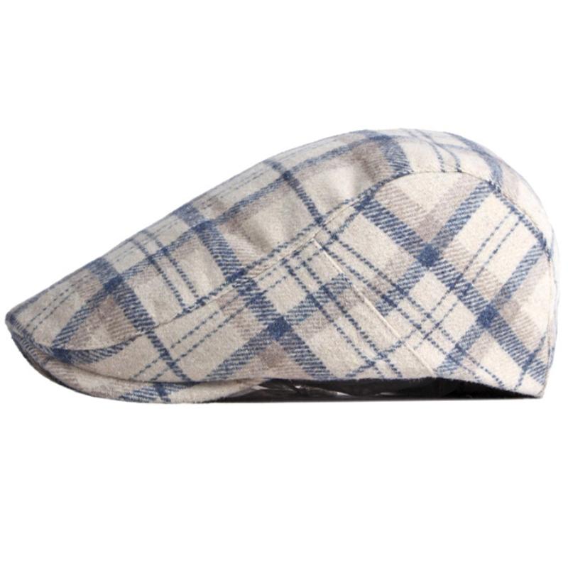 HT3708 New Autumn Winter Cap Hat Men Women Wool Beret Cap Male Female Plaid Artist Painter Beret Hat   Flat Cap Berets