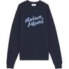 Embroidered Patch Crewneck Comfortable Long Sleeve Sweatshirt Men Sweatshirt Navy-Blue NM00310KM0307-P480