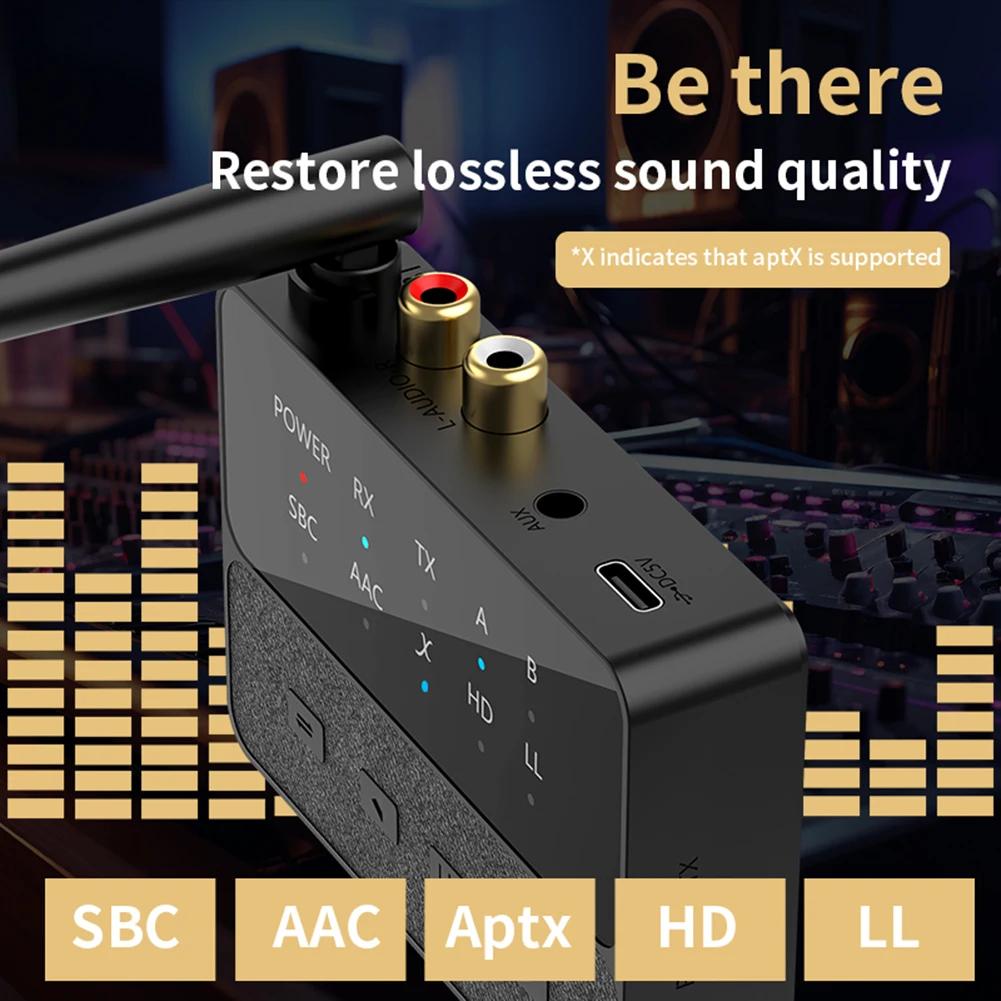 Bluetooth-Compatible 5.3 APTX/HD/LL Audio Adapter 3.5mm AUX/RCA 2 In 1 Wireless Stereo Receiver Transmitter HIFI Stereo Adapter