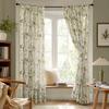 Curtain with Hole-Free Installation, Cotton Linen Printing Window Curtain, Light Blocking Privacy Protection Curtain for Bay Window