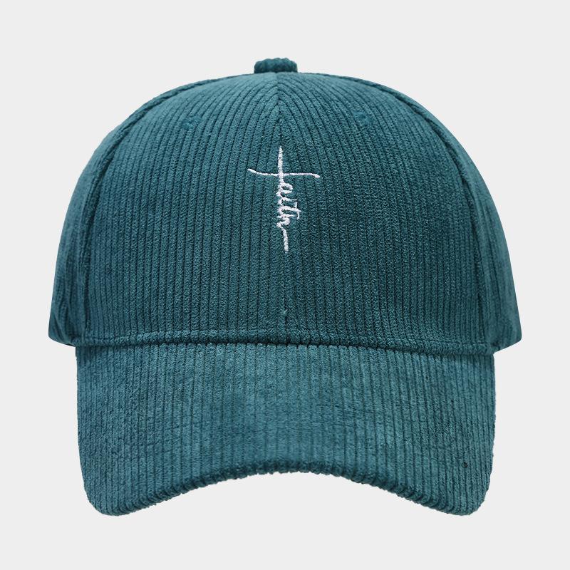 European and American fashion personalized small letter embroidered corduroy baseball cap spring and autumn new simple trend versatile cap