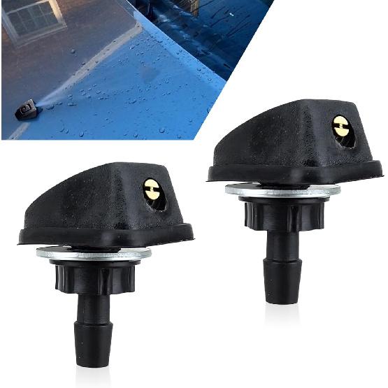 2 PCS Car Front Windshield Washer Nozzle, 0.31" Connector Single Hole Fan-Shaped 360 Degree Adjustable Uniform Spray, Wiper Nozzle Replacement,