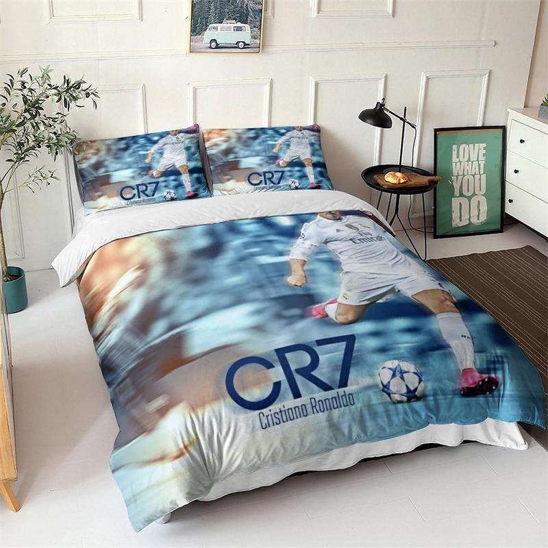 Bettbezug Ronaldo 3D Kinder Jungen Mädchen Bettbezug Weiche Tagesdecke 2/3-teiliges Set Mit Reißverschluss Weiche Mikrofaser King Size