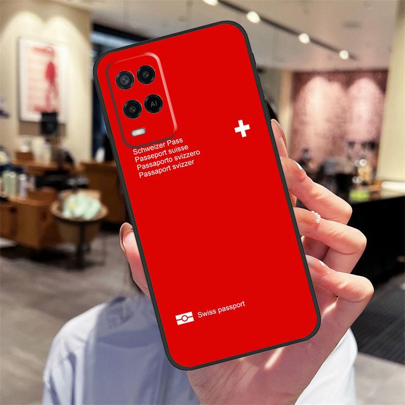 Schweiz Schweizer Flagge Hülle Für Oppo A94 A74 A54 A18 A38 A58 A78 A98 A40 A60 A80 A16 A76 A96 A15 A17 A77 A57S Abdeckung