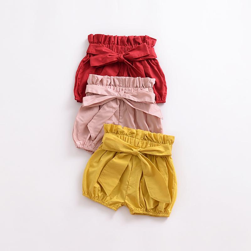 1pcs The Summer Girl Clothes Bow Wooden Ear Bread Pants Shorts Pants PP Pants