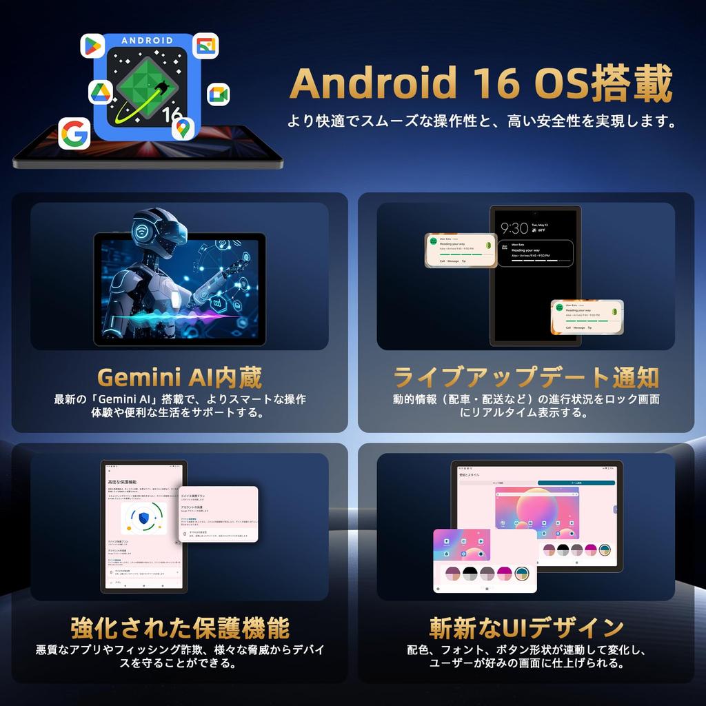 16 Android S60 Android 16 Widevine L1 2K FHD Groß 24GB RAM 128GB Gesicht Kabellos Film Geteilt bei 415g [Android Tablet, 10-Zoll] 10,4-Zoll Wi-Fi Modell,
