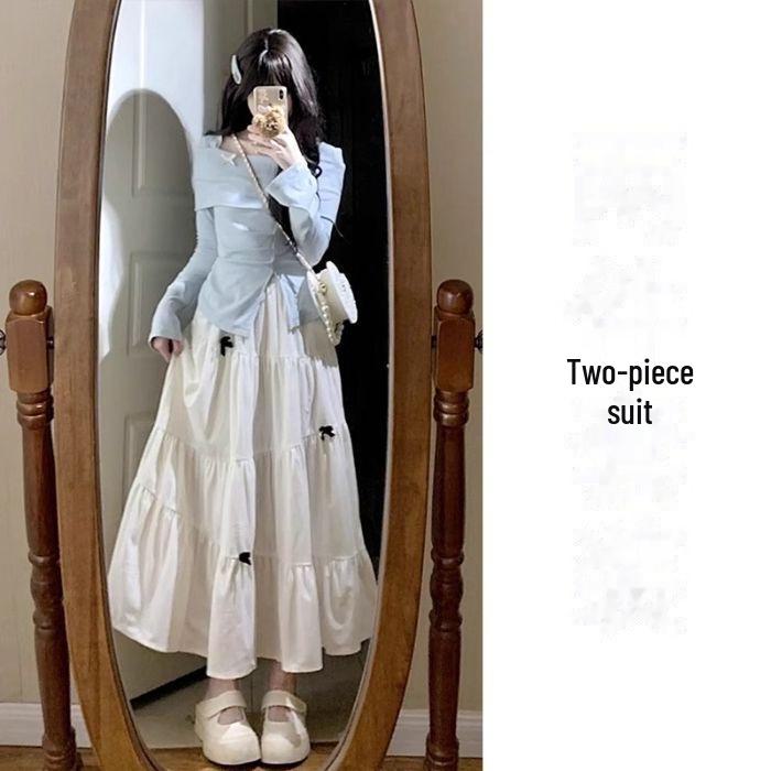 

Весеннее платье с длинными рукавами французского синего цвета для женщин 2025 г. - доступны маленькие размеры M