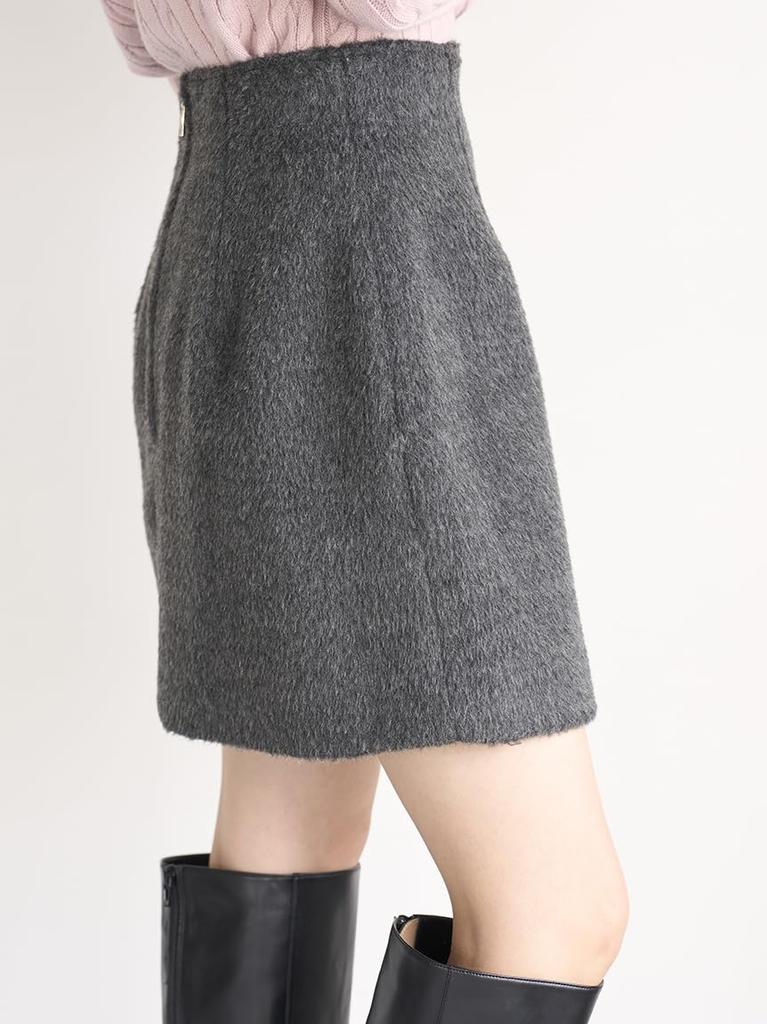 Snidel Shaggy Box Mini Skirt SWFS245119GRY0