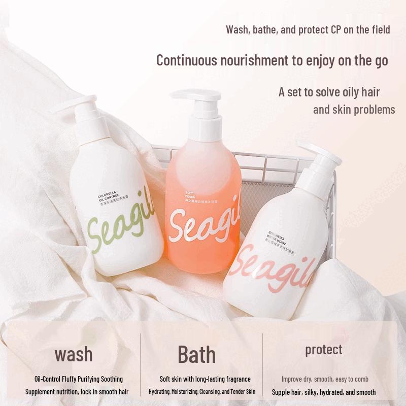 Sen Zhi Lu Peach Shower Gel & Snow Algae Shampoo Set