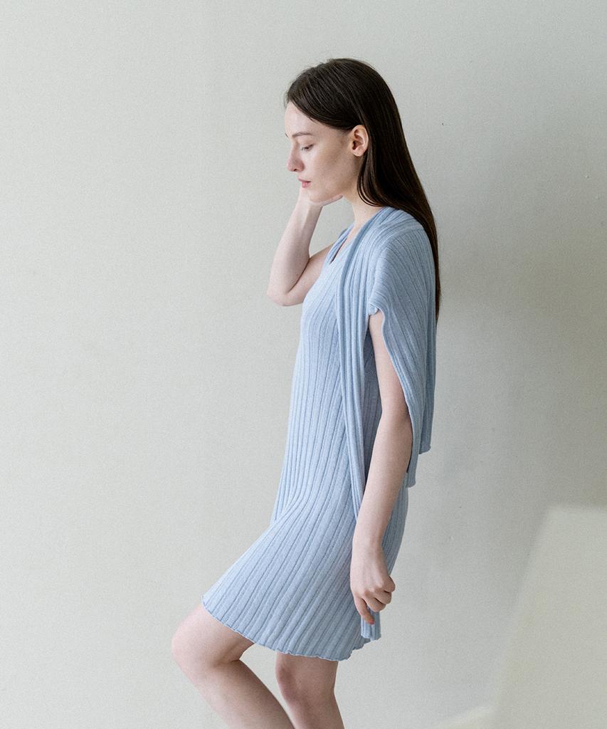 Noing Layered Knit Dress (Sky Blue)