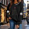 Women's Stylish Casual Christmas Print Pullover Sweatshirt for Holiday Party and Everyday Wear