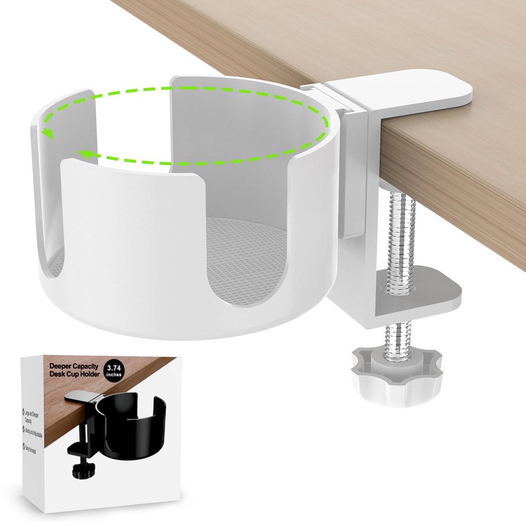 Desk Cup Holder Universal Adjustable Upgraded Arm Clamp Stand for Coffee Mugs Water Bottles