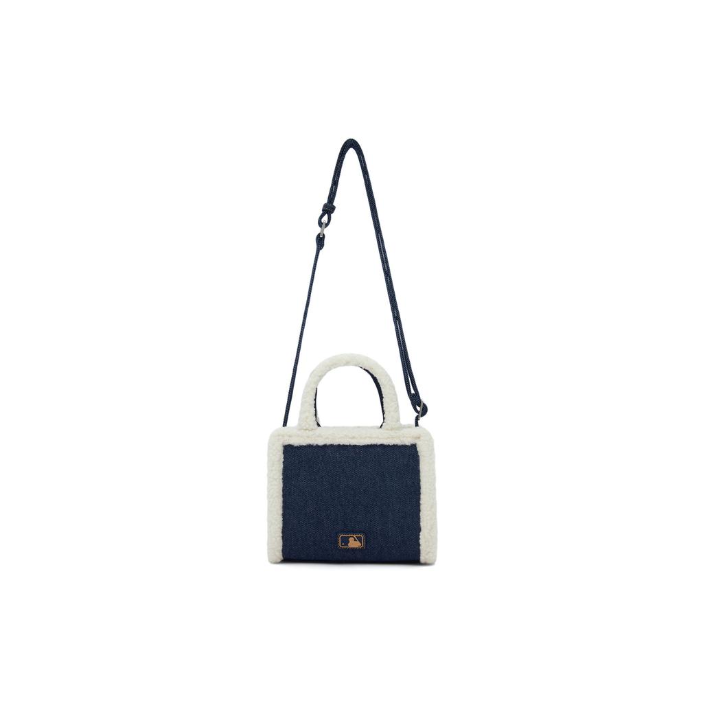 MLB 24FW New York Yankees Texture NY Logo Autumn Winter ORS07 Lamb Fleece Tote Crossbody Shoulder Bag Shopping Bag Handbag 3AORS0746-50NYD