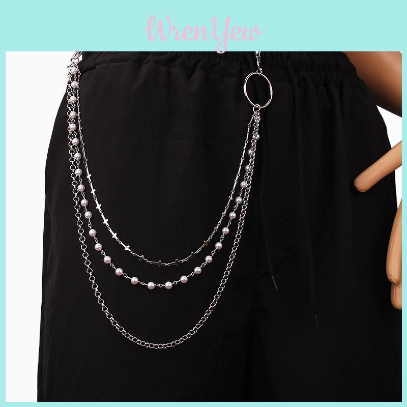 Cross Pendant Chain Belt With Pearl Layers For Men And Women Summer Fashion Accessories