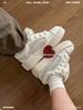 Koala Grey Heart-Shaped Canvas Shoes: Unisex Thick-Soled Height-Increasing Casual White Sneakers