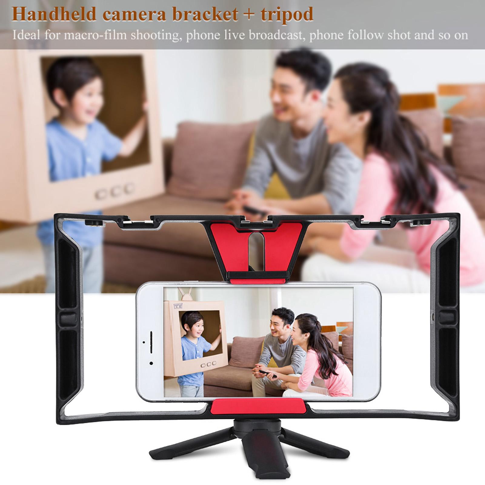 

Dual Hanlde Handheld Phone Adjustable Stabilizer Support Recording Rig with Tripod