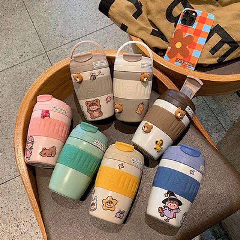 Stylish 370ml Insulated Water Bottle For Children With Convenient Straw And Strap