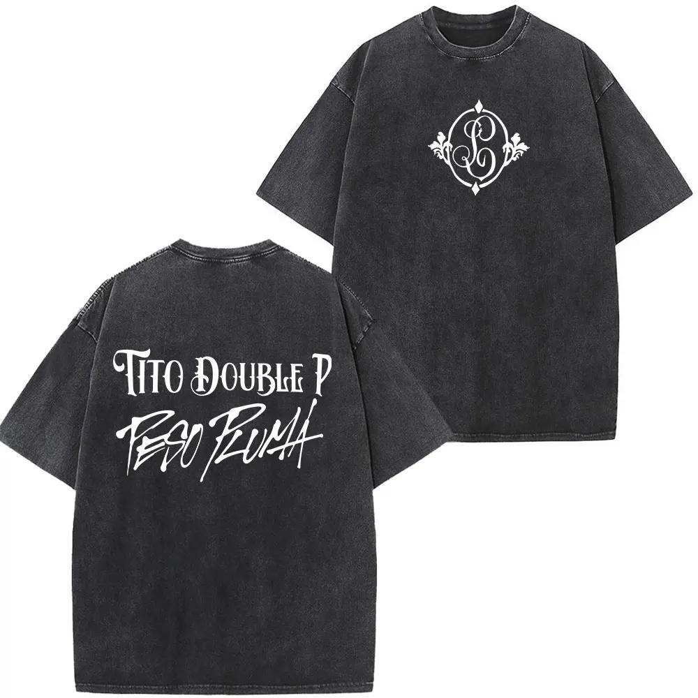 

Vintage Washed Tees Peso Pluma Tito Double P Dinastia Album 2026 Print Tees Men Women Fashion Casual Cotton Hip-hop T-shirts S