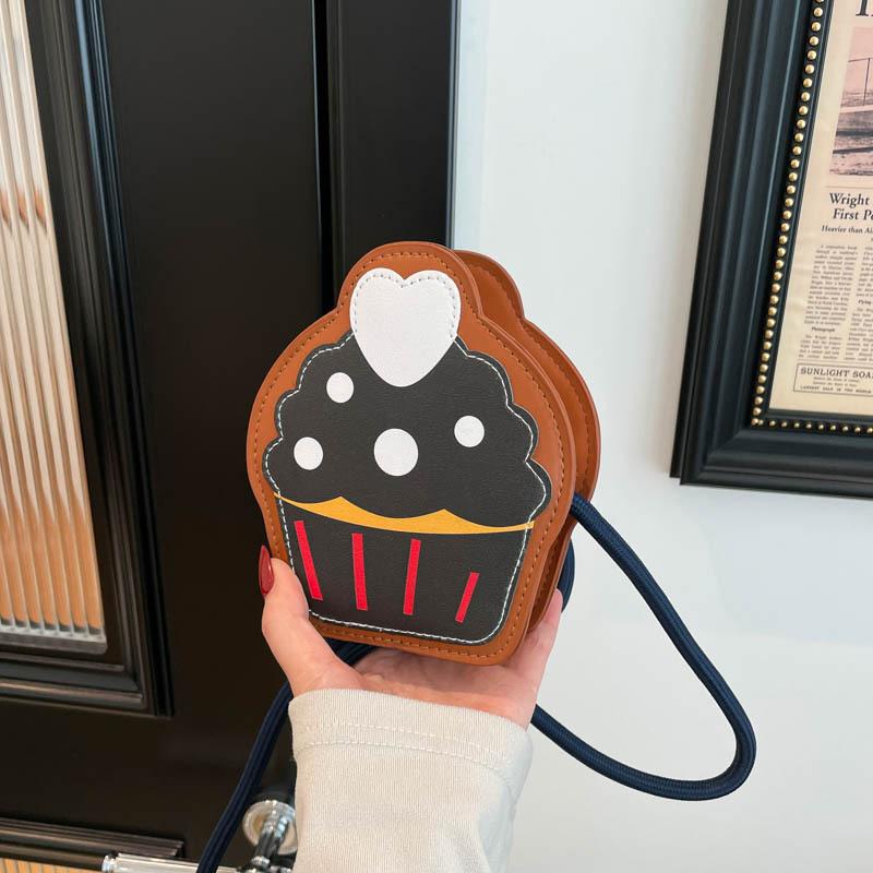 Cute Cupcake Crossbody Bag for Women Cartoon Cake Shape Mini Shoulder Bag Kawaii Coin Purse Small Messenger Bag Kids Girls Novelty Handbag