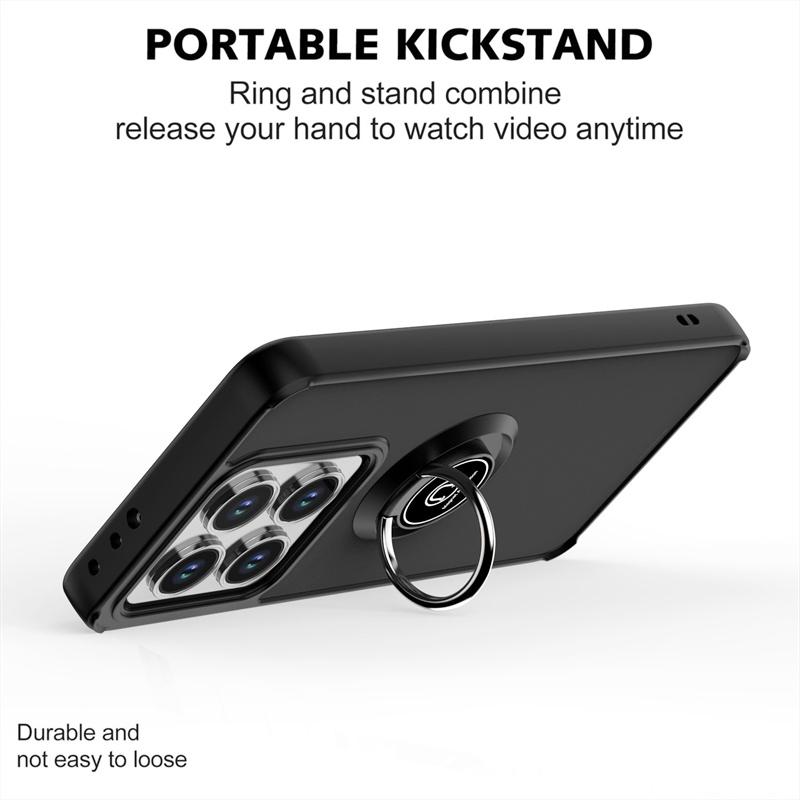 Shockproof Hard PC Translucent Funda For Xiaomi 14T 14TPro Case Car Magnetic Holder Armor Ring Back Cover for Xiaomi14T 14 T Pro