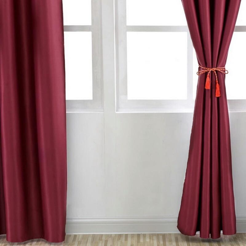Solid Colour Blackout Curtain Elegant Drape for Home Hotel Decoration 1PC (Punching Version)