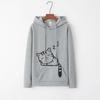 2022 Popular Women's Loose Fleece Hoodie with Cat Print Design
