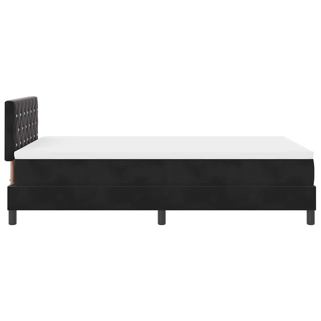 LED Box Spring Bed with Mattress Black 120 x 190 cm Velvet