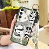 Durable Anti-knock Phone Case For Samsung Galaxy A16 5G/SM-166P/E Silicone Kickstand Panda Cute Fashion Design Lanyard