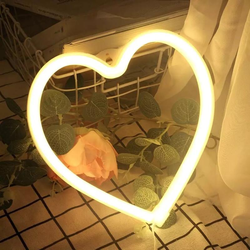 Heart Neon Sign Lights Valentines Day Decor for Wall Decor Neon Signs for Bedroom Wedding Birthday Holiday Party Childern Gift