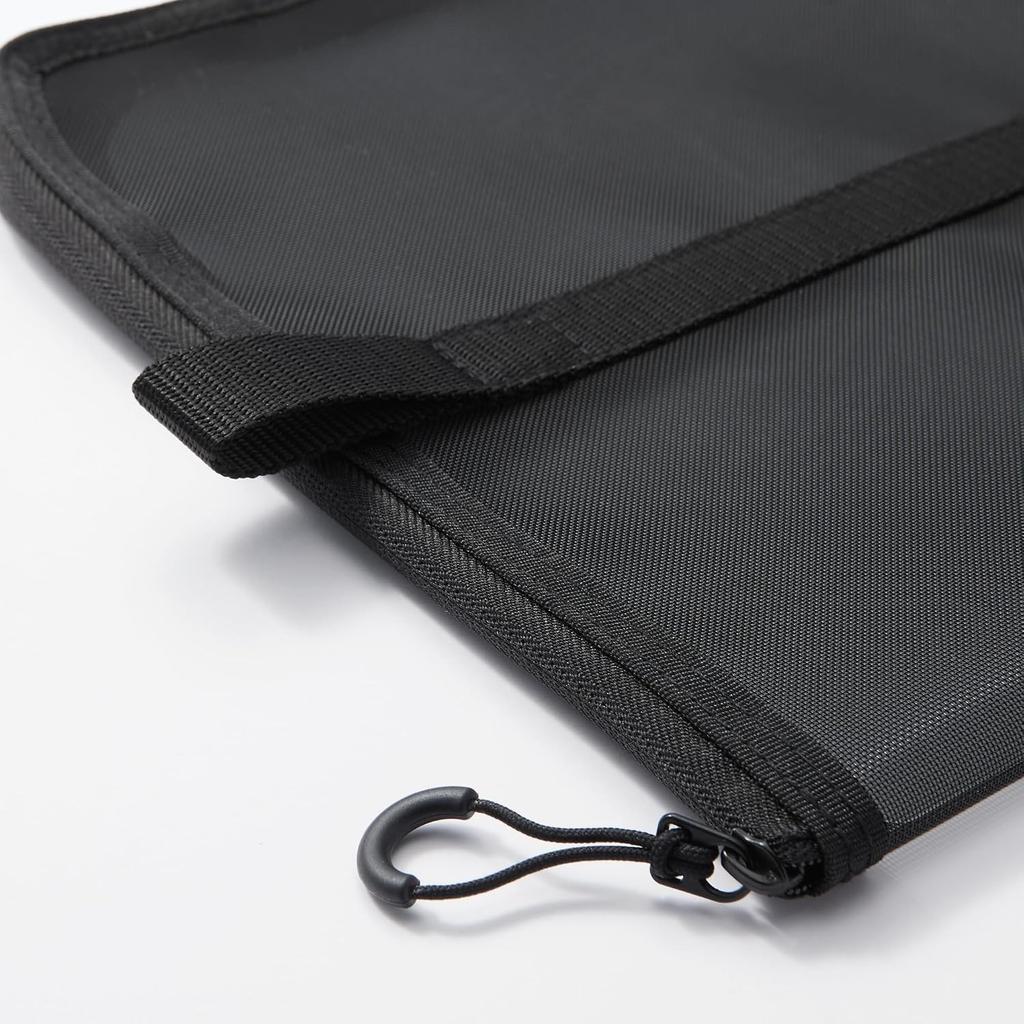 MUJI Nylon Mesh Vertical Document Case A4 Black - With Dividers, Japan