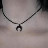 Gothic Minimalism Black Crescent Moon Witchcraft Pendant Black Rope Necklace for Women Halloween Party Jewelry Accessories Gifts