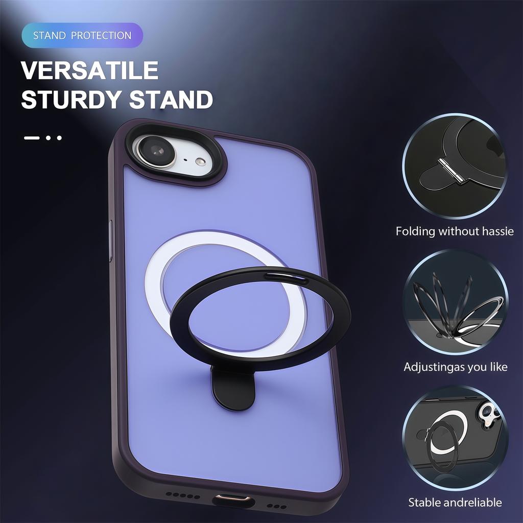 For iPhone 16e Case Compatible with MagSafe TPU+Acrylic Matte Phone Back Cover with Kickstand